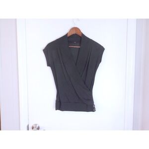 Body Central Black Wrap Top‎ Blouse, Y2K, Casual Work Office Career Sz M /#5357